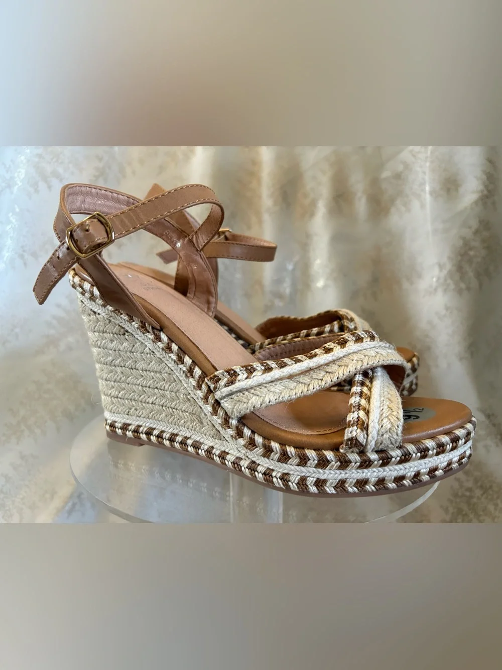 Braided Espadrille Platform Sandal - Tan & Cream